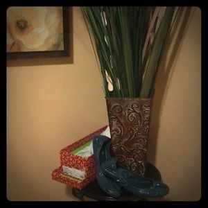 Tory Burch Teal Eddie Patent Flats. Barely worn.